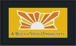 3' x 5' (35" x 56") Superscrape Impressions BUENA VIDA Rubber Logo Mat